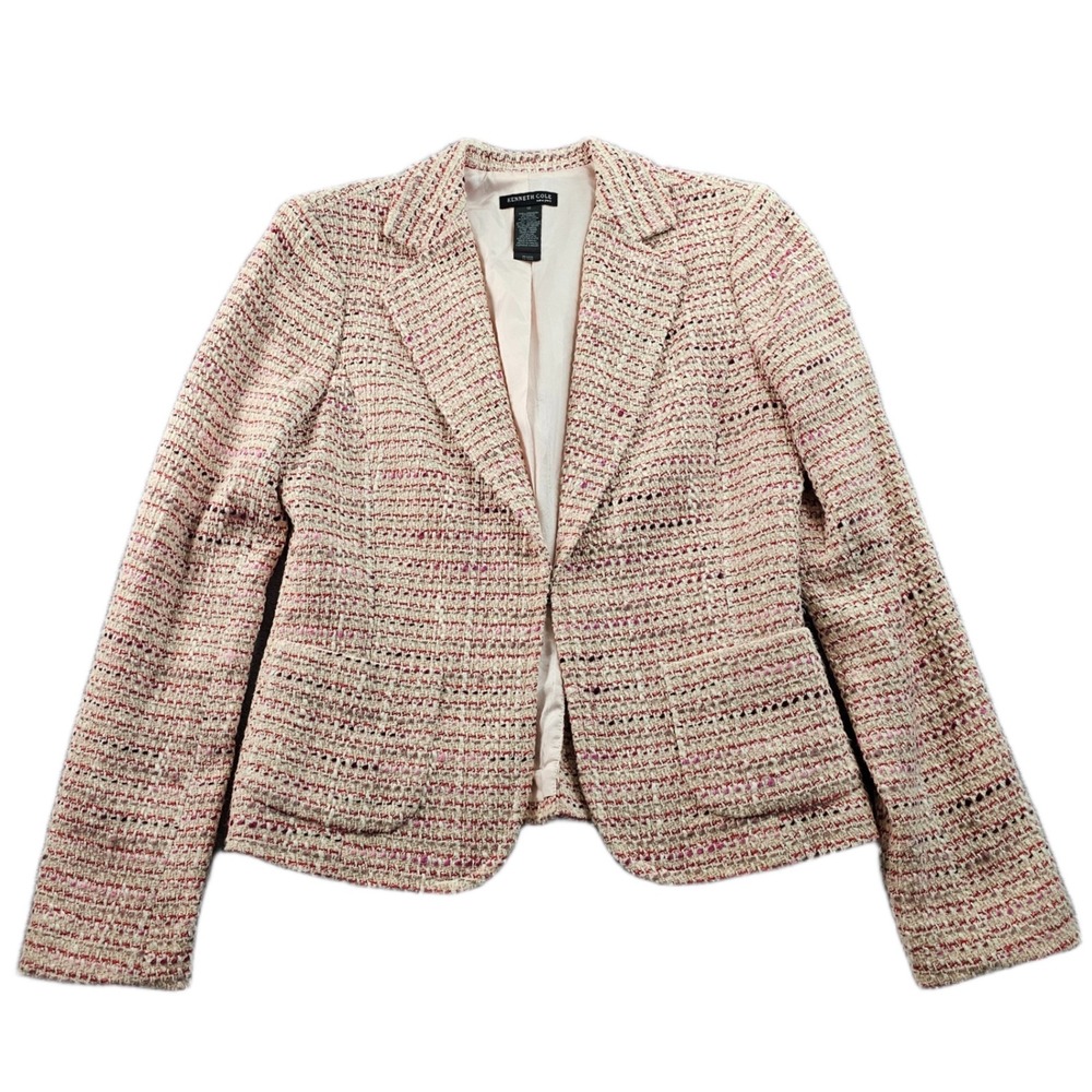 Kenneth Cole Blazer Jacket‎ Womens 10 Colorful Textured Lined Formal Notch Lapel